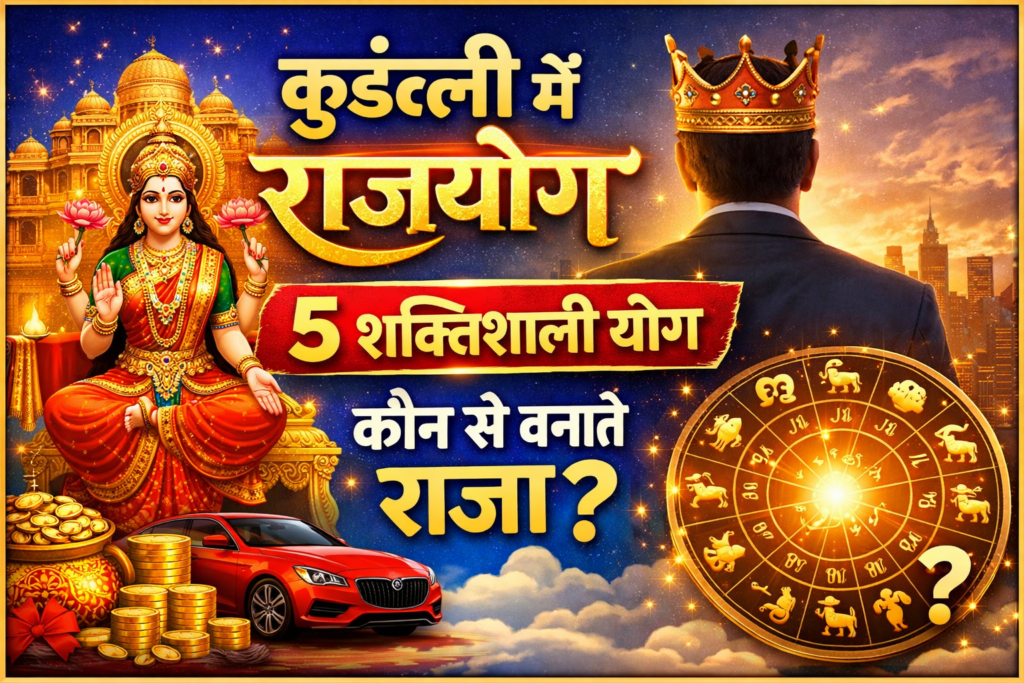 कुंडली में राजयोग – 5 सबसे शक्तिशाली राजयोग जो धन, पद और सफलता दिलाते हैं